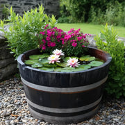70cm Silver Hoop Half Whisky Barrel Oak Tree Planter